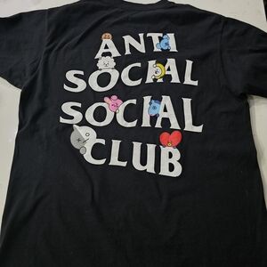 Anti Social Social Club Black Tee with Colorful Characters